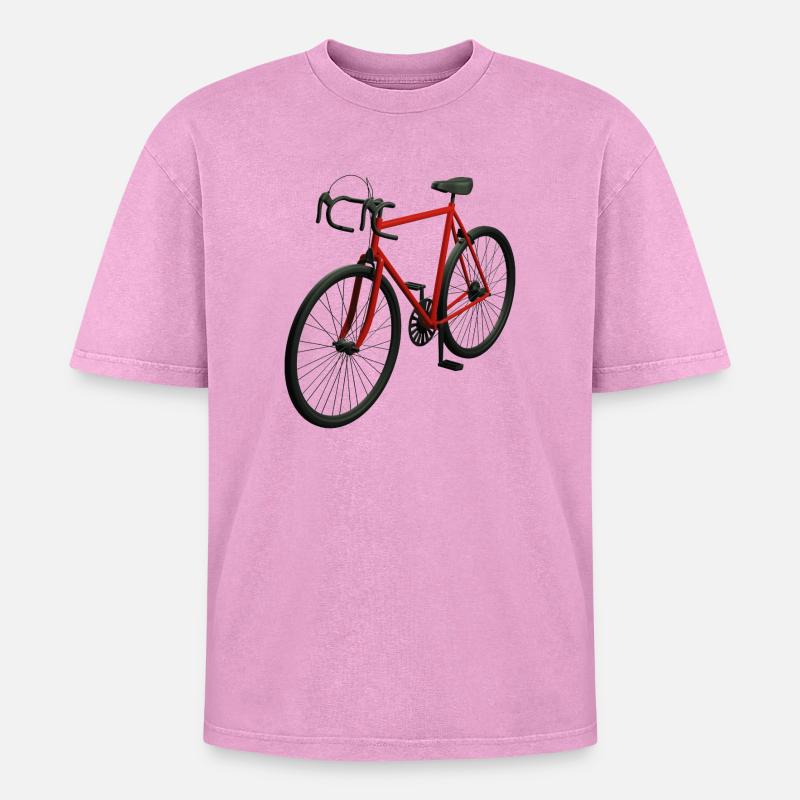 Vélo de route rétro - T-shirt Premium unisexe oversize acid-washed - rose délavé acide