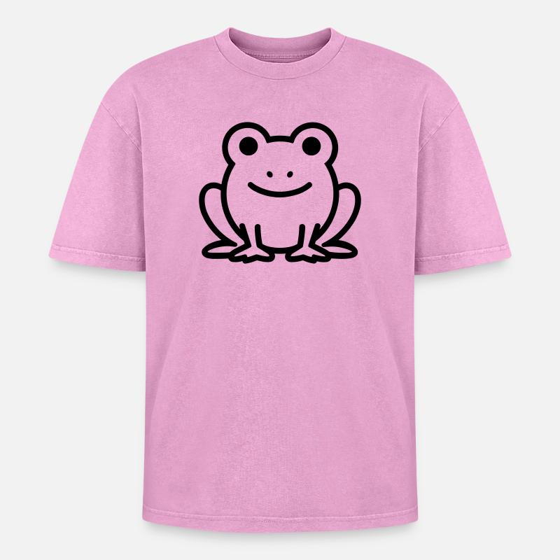Frosch - Oversized Unisex Premium Acid-Washed T-Shirt - Pink Acid Wash