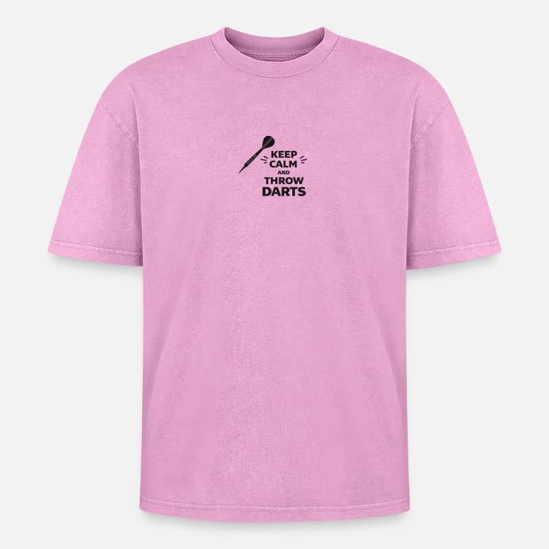 Darts Rest Typography - Oversized Unisex Premium Acid-Washed T-Shirt - acid washed pink