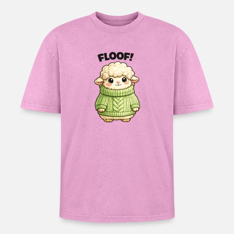 Kuscheliges Schäfchen Pullover Design - Oversized Unisex Premium Acid-Washed T-Shirt - Pink Acid Wash