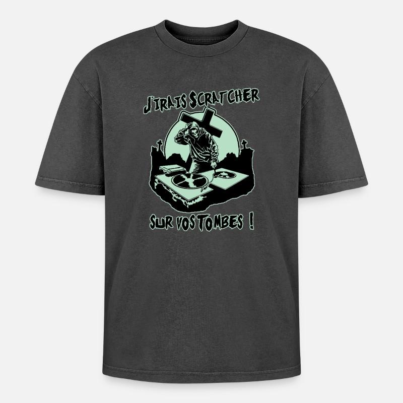 ICH WERDE AUF EURE GRÄBER KRATZEN! - Oversized Unisex Premium Acid-Washed T-Shirt - undefined