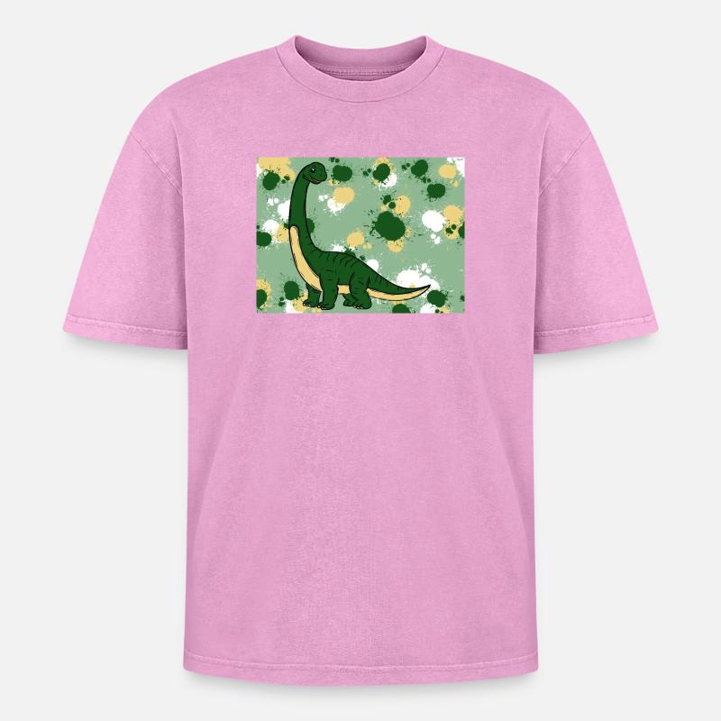 Brachiosaurus Dino - Oversized Unisex Premium Acid-Washed T-Shirt - Pink Acid Wash