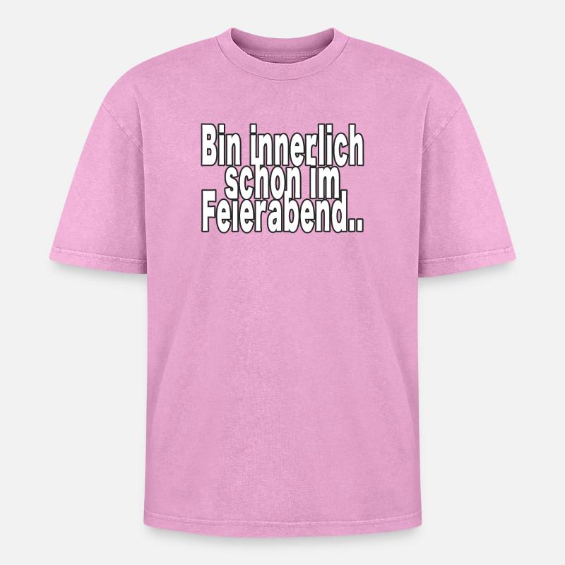 Innerlich schon nach Feierabend - Oversized Unisex Premium Acid-Washed T-Shirt - Pink Acid Wash
