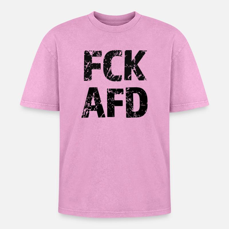 FCK AFD Bold Text Graphic - Oversized Unisex Premium Acid-Washed T-Shirt - Pink Acid Wash