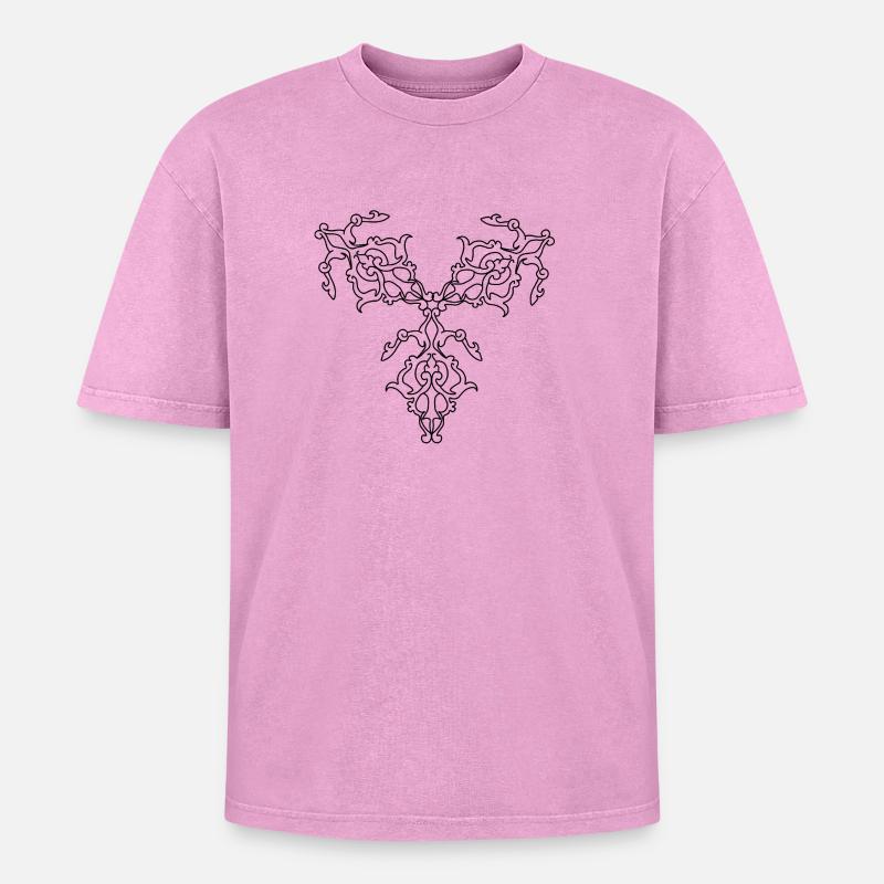 Geometric Patterns - Oversized Unisex Premium Acid-Washed T-Shirt - acid washed pink