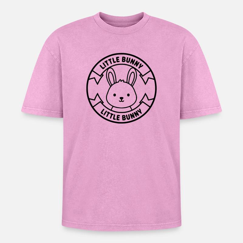 Logo Petit Lapin Bébé Mignon - T-shirt Premium unisexe oversize acid-washed - rose délavé acide