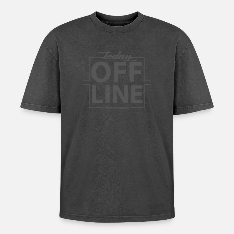 Today Offline Design Statement Saying Minimal - Oversized Unisex Premium Acid-Washed T-Shirt - undefined
