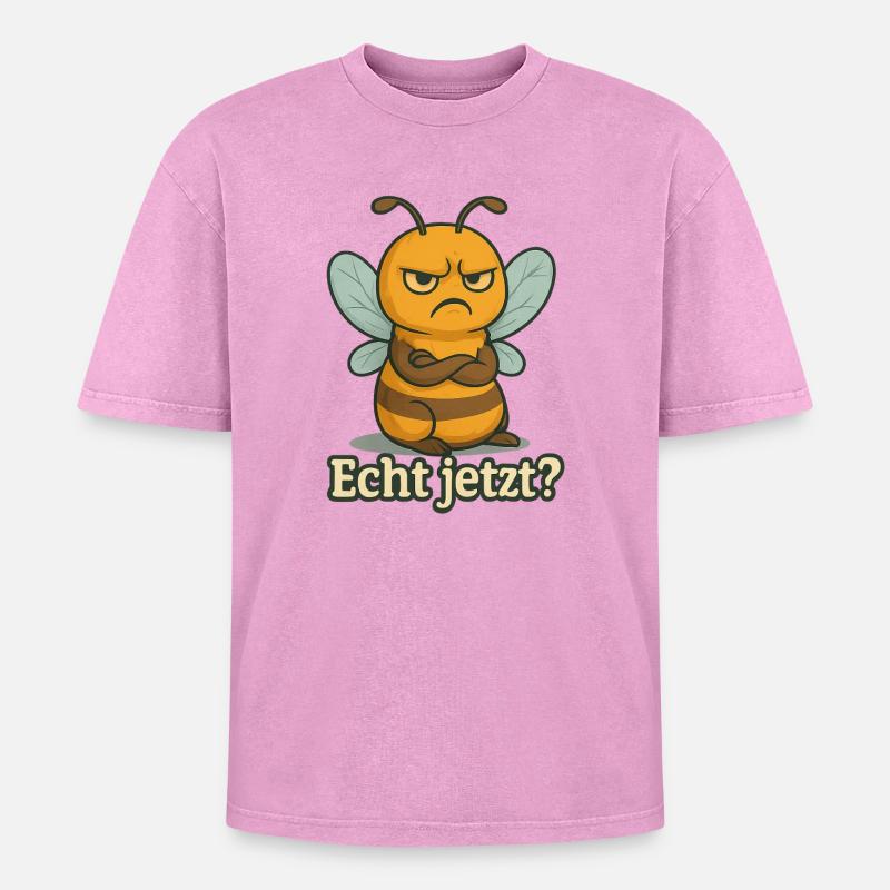 Bee Really now - Oversized Unisex Premium Acid-Washed T-Shirt - acid washed pink