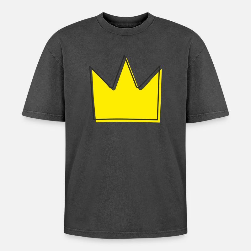 Krone Illustration - Oversized Unisex Premium Acid-Washed T-Shirt - undefined