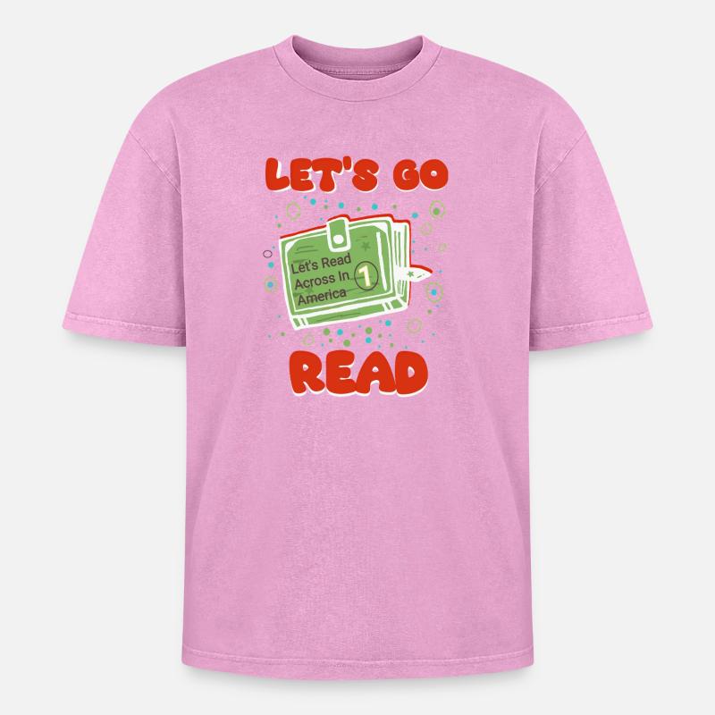 Lesen Sie Quer durch Amerika - Oversized Unisex Premium Acid-Washed T-Shirt - Pink Acid Wash