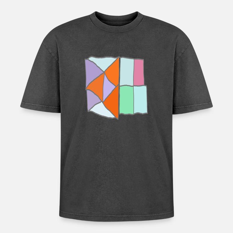 Geometrisches Patchwork-Mosaik - Oversized Unisex Premium Acid-Washed T-Shirt - undefined