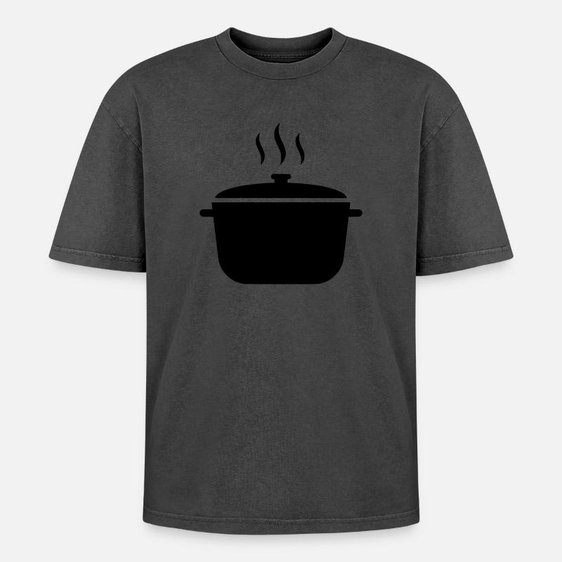 Kochtopf Suppe Dampf Icon - Oversized Unisex Premium Acid-Washed T-Shirt - undefined