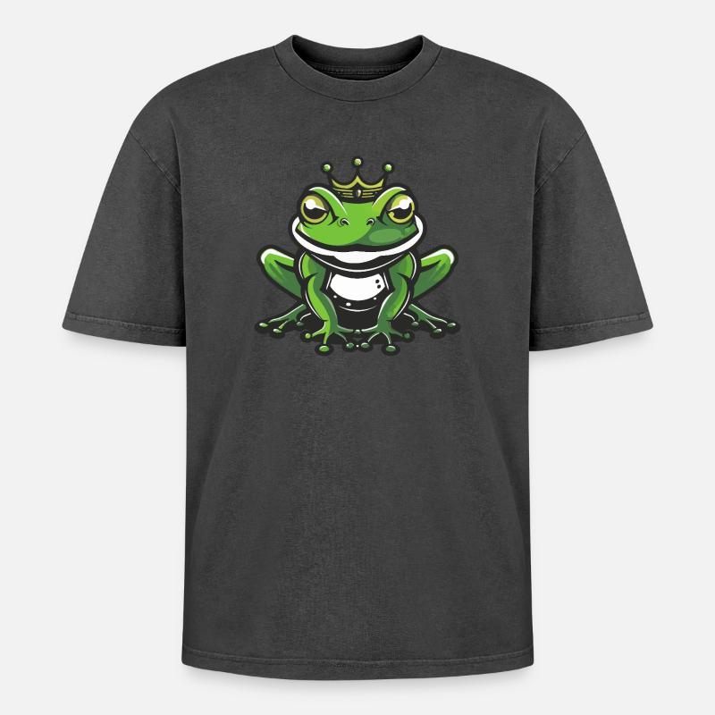 Frosch Kopf Krone - Oversized Unisex Premium Acid-Washed T-Shirt - undefined