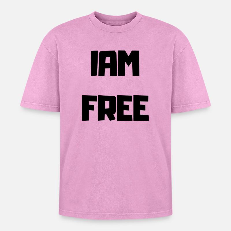 ICH BIN FREI - Oversized Unisex Premium Acid-Washed T-Shirt - Pink Acid Wash
