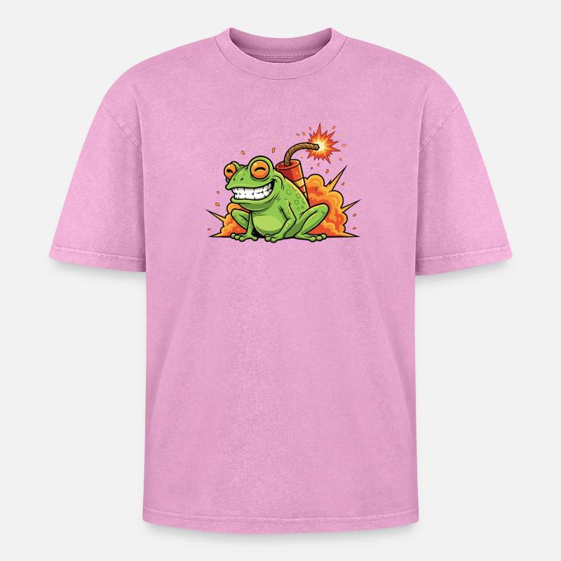 Firecracker Spark Fun - Oversized Unisex Premium Acid-Washed T-Shirt - acid washed pink