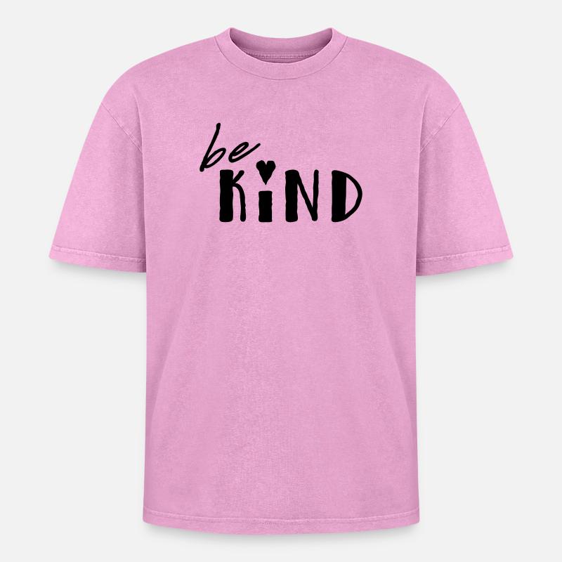 be kind - Oversized Unisex Premium Acid-Washed T-Shirt - Pink Acid Wash