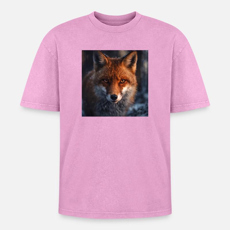 Fox scouting at dusk - Oversized Unisex Premium Acid-Washed T-Shirt - acid washed pink