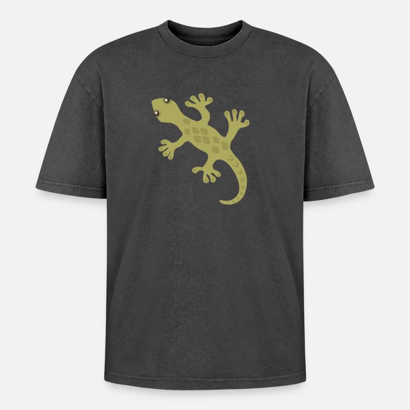 Lime Gecko Silhouette Muster - Oversized Unisex Premium Acid-Washed T-Shirt - Pink Acid Wash