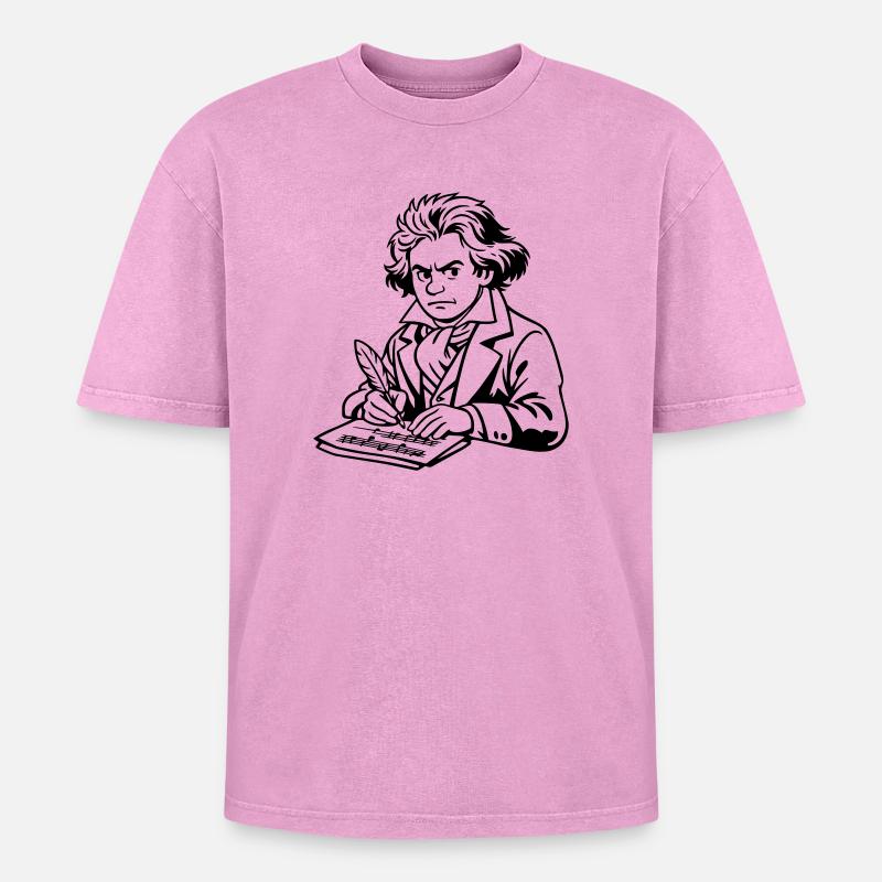 Beethoven - Oversized Unisex Premium Acid-Washed T-Shirt - Pink Acid Wash