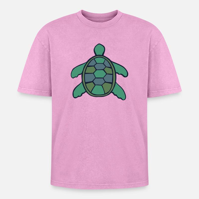 Geometric Shell Turtle - Oversized Unisex Premium Acid-Washed T-Shirt - acid washed pink