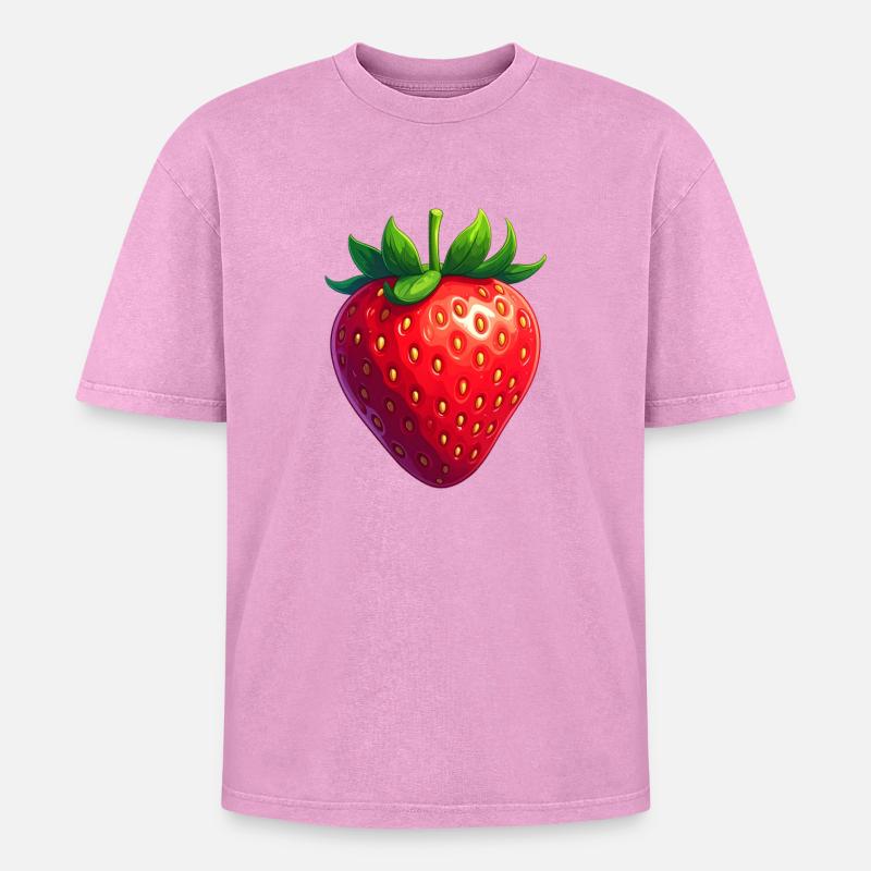 Erdbeere - Oversized Unisex Premium Acid-Washed T-Shirt - Pink Acid Wash