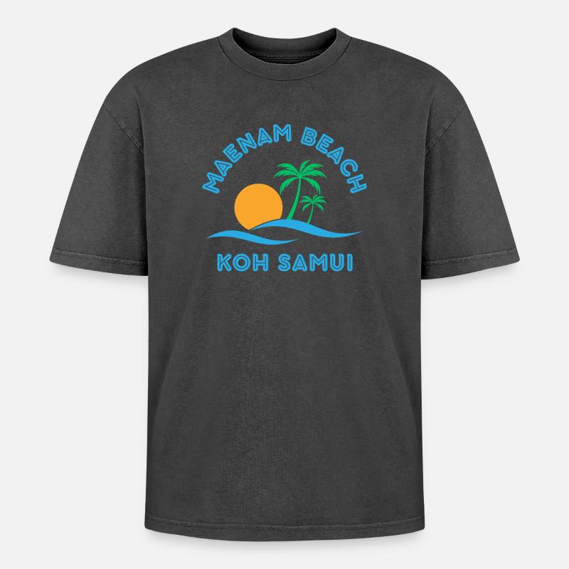 Mae Nam Beach Koh Samui - Oversized Unisex Premium Acid-Washed T-Shirt - undefined