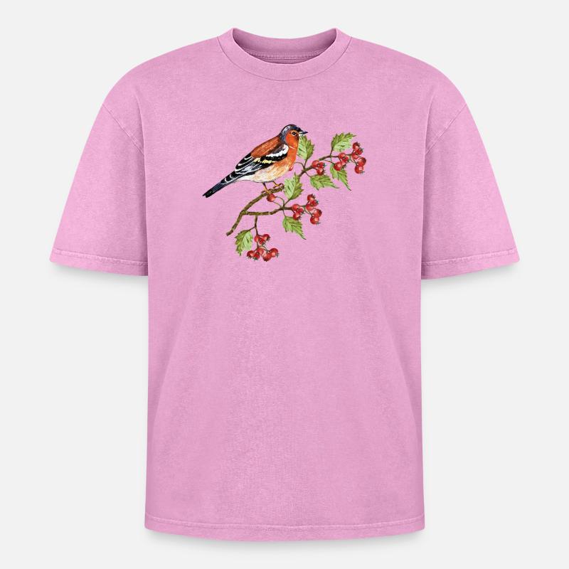 Bunter Vogel - Oversized Unisex Premium Acid-Washed T-Shirt - Pink Acid Wash