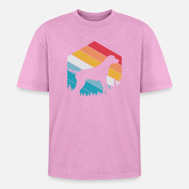 German Pointer Hund Deutsch Kurzhaar - Oversized Unisex Premium Acid-Washed T-Shirt - Pink Acid Wash