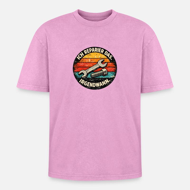 I'll fix it sometime - Oversized Unisex Premium Acid-Washed T-Shirt - acid washed pink