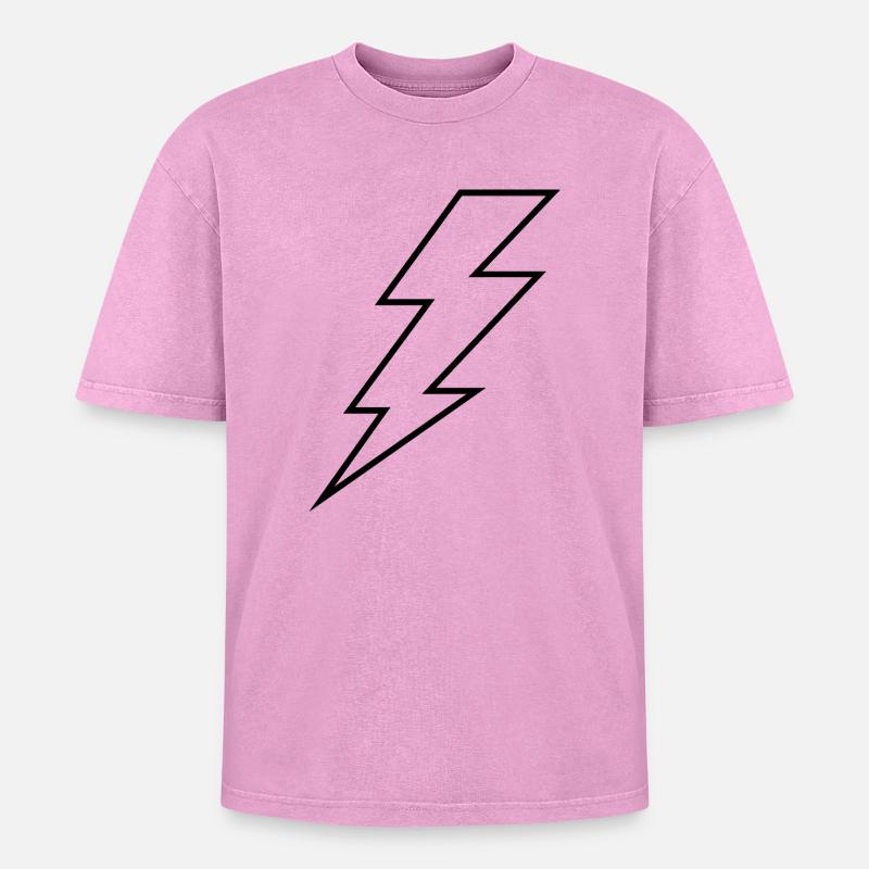 Lightning bolt - Oversized Unisex Premium Acid-Washed T-Shirt - acid washed pink