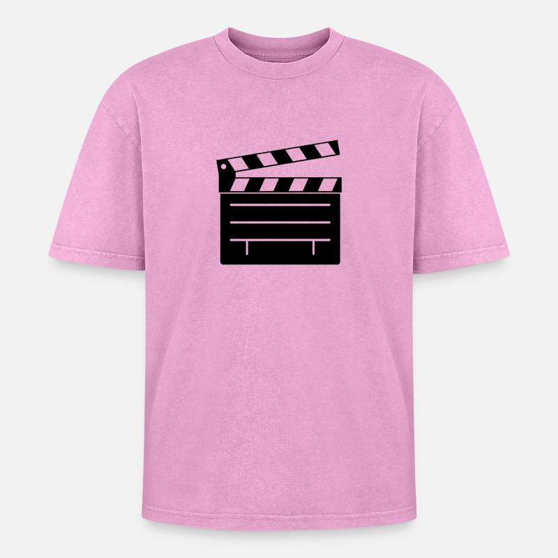 Clapperboard - Oversized Unisex Premium Acid-Washed T-Shirt - Pink Acid Wash