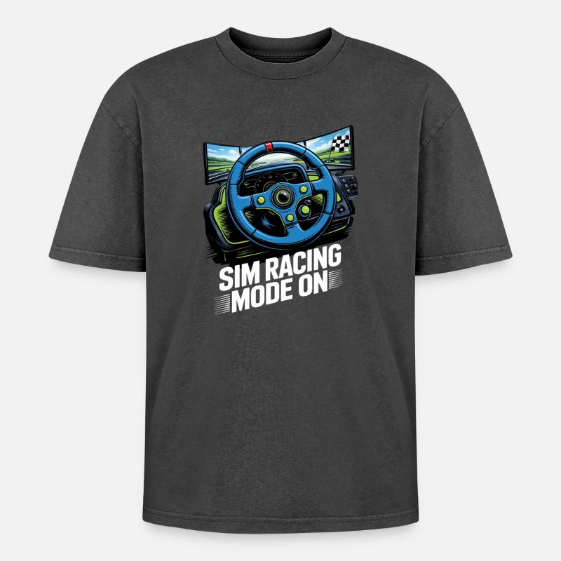 Sim Racing Modус An - Oversized Unisex Premium Acid-Washed T-Shirt - Pink Acid Wash