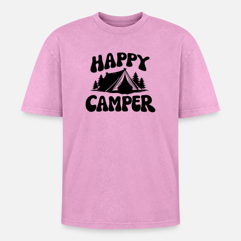 Camper - Oversized Unisex Premium Acid-Washed T-Shirt - Pink Acid Wash