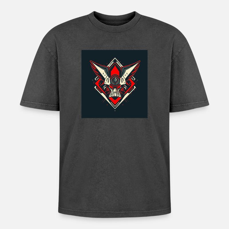 Schädel-Krieger-Emblem - Oversized Unisex Premium Acid-Washed T-Shirt - undefined