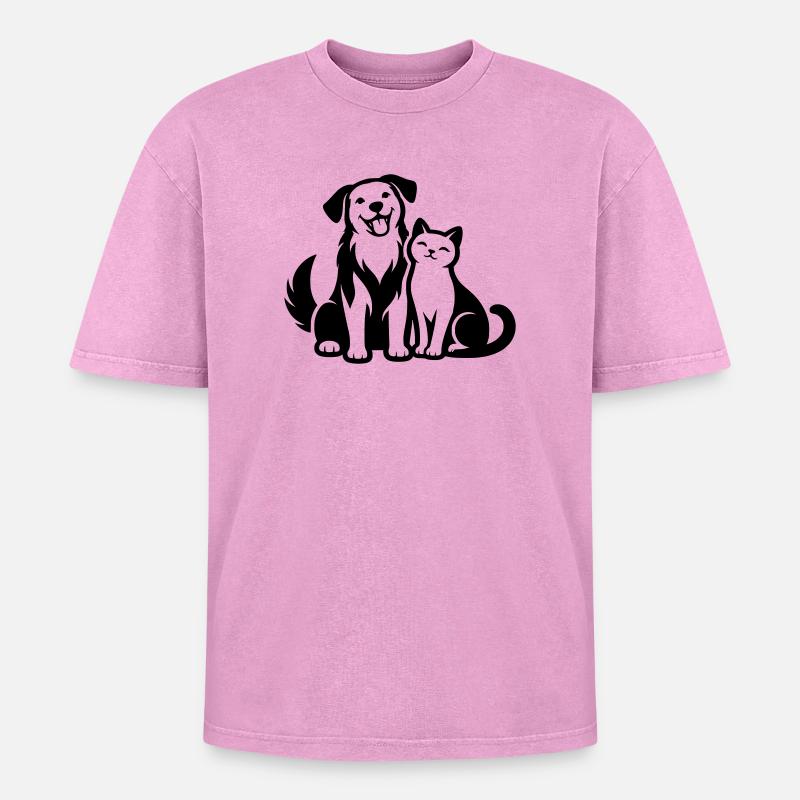 Pets - Oversized Unisex Premium Acid-Washed T-Shirt - acid washed pink