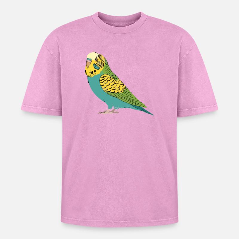Perruche perruche turquoise vert jaune - T-shirt Premium unisexe oversize acid-washed - rose délavé acide