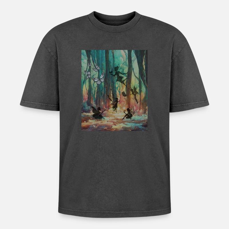 Regenbogenfeenwald - Oversized Unisex Premium Acid-Washed T-Shirt - undefined