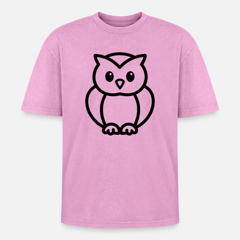 owl - Oversized Unisex Premium Acid-Washed T-Shirt - acid washed pink