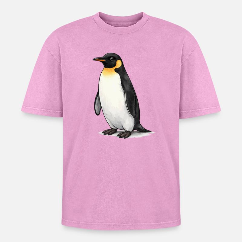 Penguin - Oversized Unisex Premium Acid-Washed T-Shirt - acid washed pink