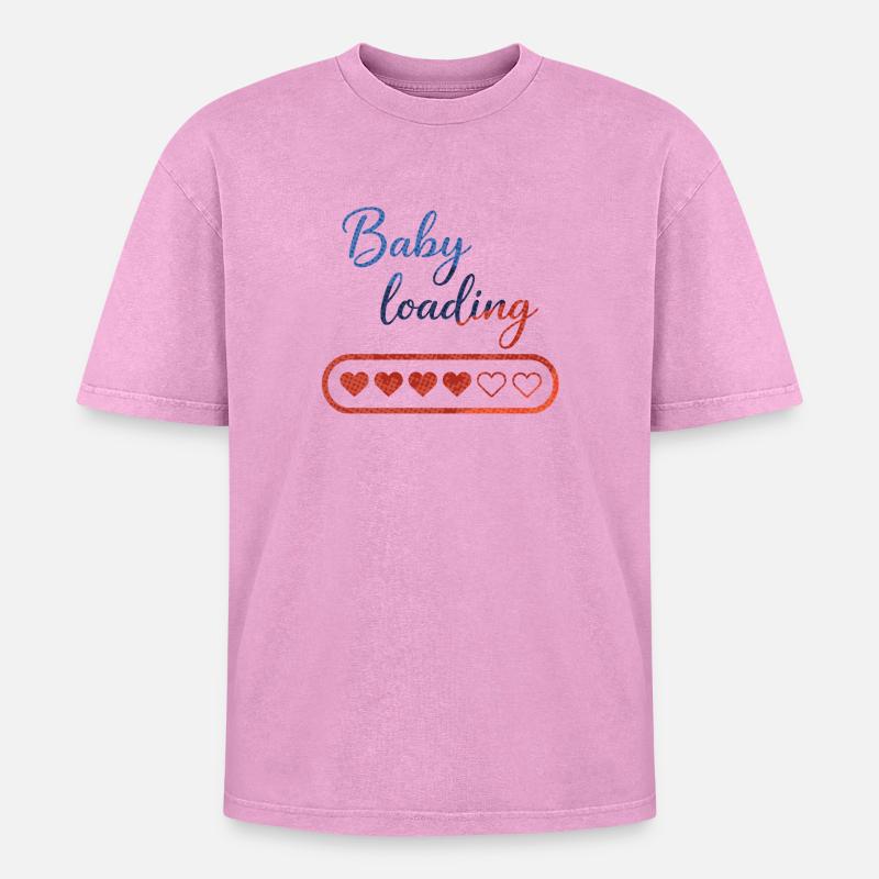 Baby Loading: Herz-Countdown - Oversized Unisex Premium Acid-Washed T-Shirt - Pink Acid Wash