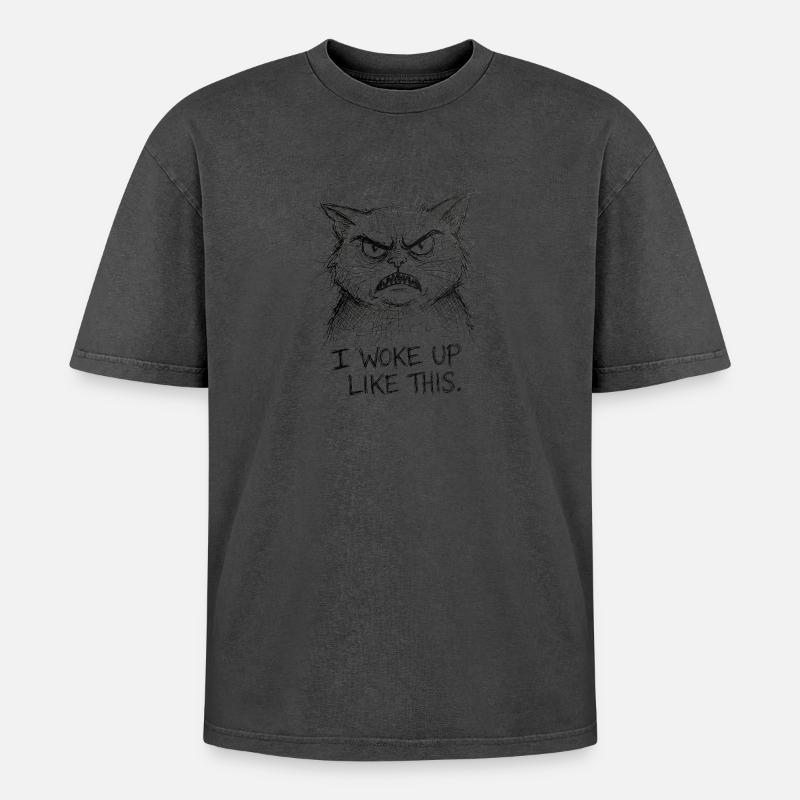 Wütige Katzen-Scribble - Oversized Unisex Premium Acid-Washed T-Shirt - undefined