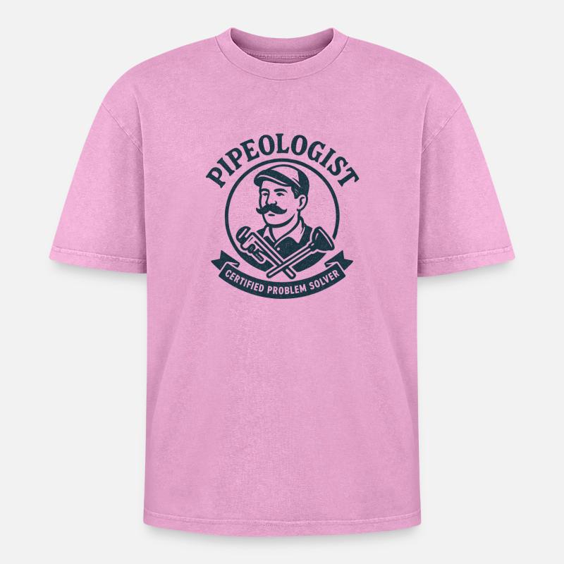 Pipe Expert | Plumber Problem Solver - Oversized Unisex Premium Acid-Washed T-Shirt - acid washed pink