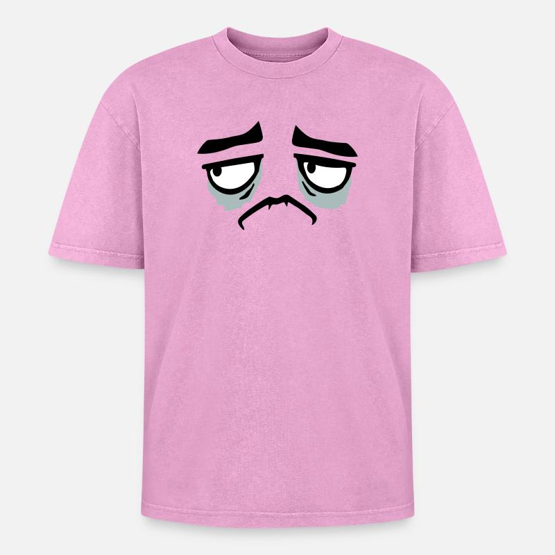 Grumpy sad disappointed face funny - Oversized Unisex Premium Acid-Washed T-Shirt - acid washed pink