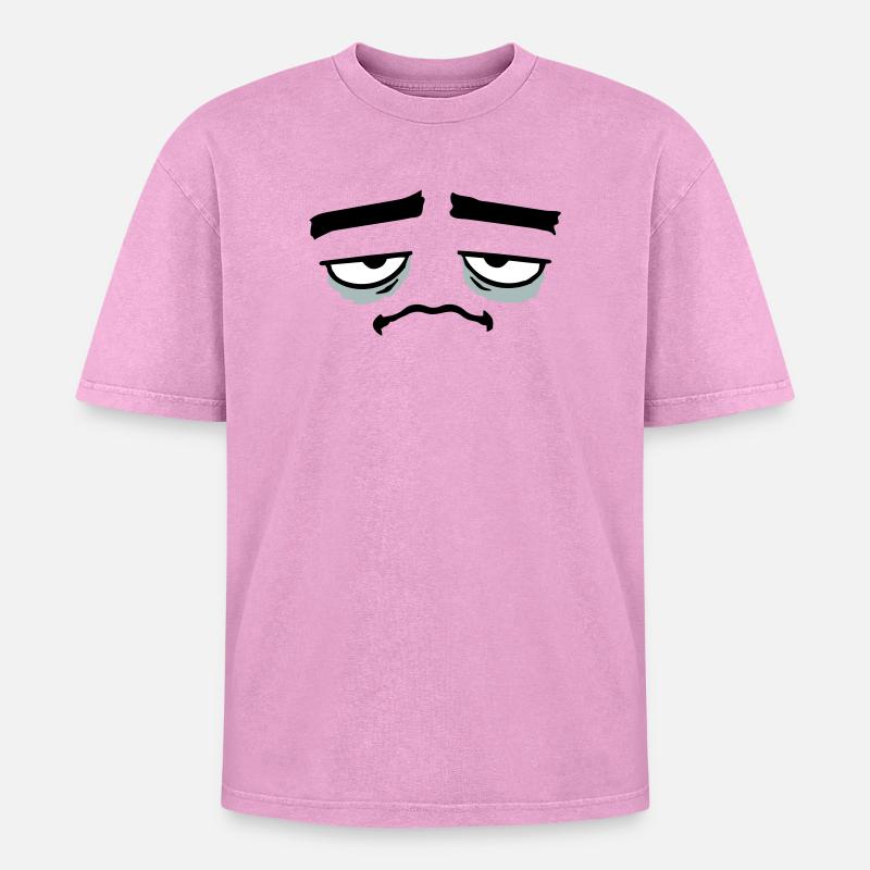 Grumpy sad disappointed face funny - Oversized Unisex Premium Acid-Washed T-Shirt - acid washed pink