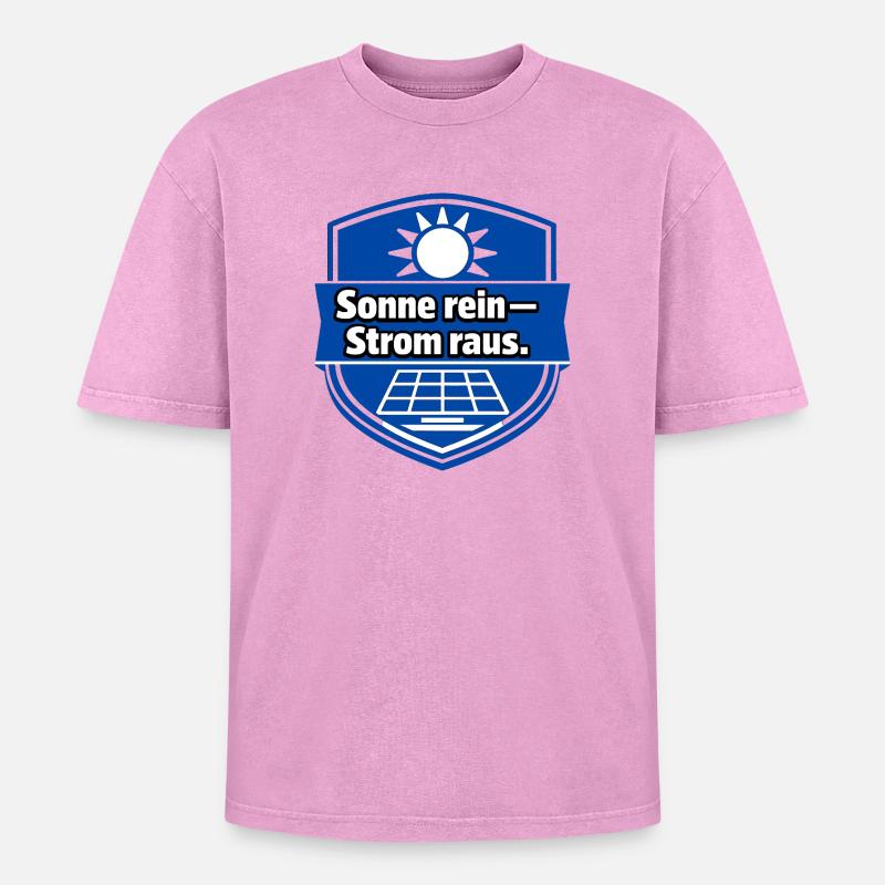 Solarmodul Solarenergie Solarstrom - Oversized Unisex Premium Acid-Washed T-Shirt - Pink Acid Wash