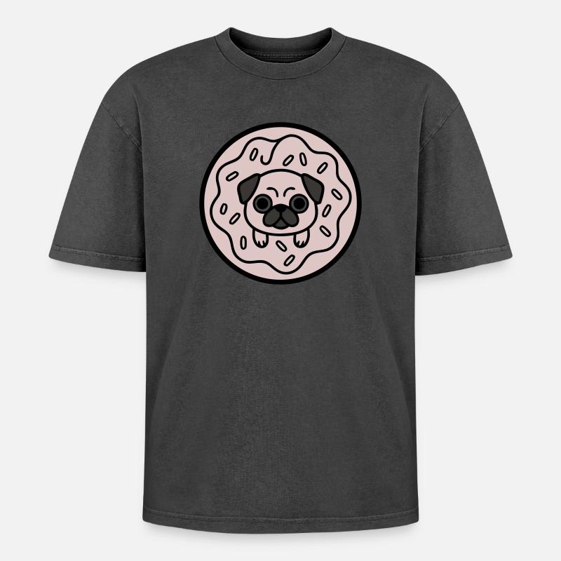 Pug Dog Donut Candy - Oversized Unisex Premium Acid-Washed T-Shirt - undefined