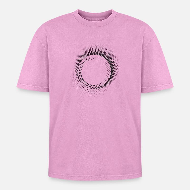 Halo Dot Ring Pattern - Oversized Unisex Premium Acid-Washed T-Shirt - acid washed pink