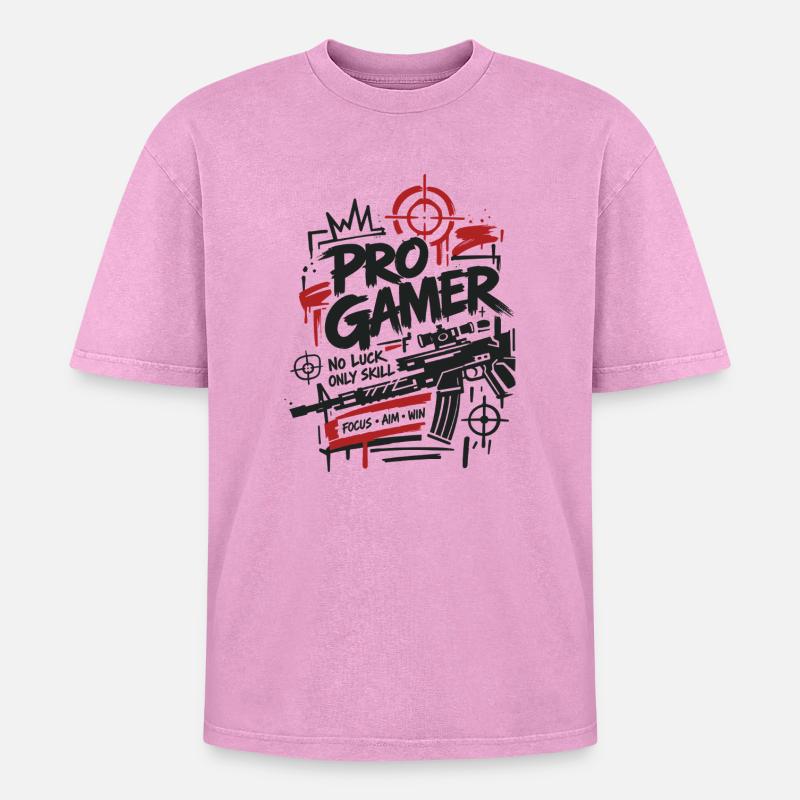 Gaming Lover Controller Graphics - Oversized Unisex Premium Acid-Washed T-Shirt - acid washed pink