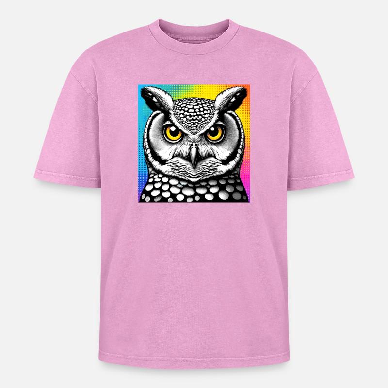 Eule - Oversized Unisex Premium Acid-Washed T-Shirt - Pink Acid Wash