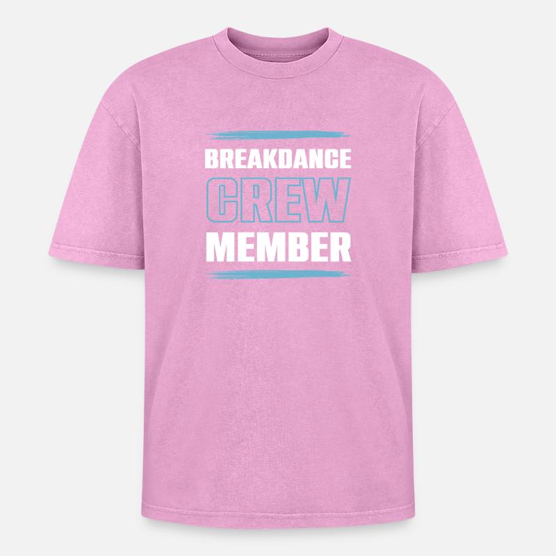 Breakdance Crew - Oversized Unisex Premium Acid-Washed T-Shirt - Pink Acid Wash